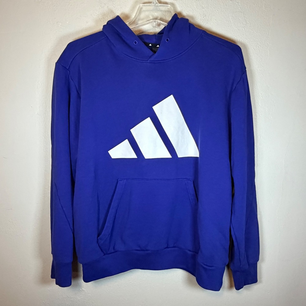 Adidas Primegreen Mens XL Royal Blue Oversized Logo Hoodie Sweatshirt GR4106